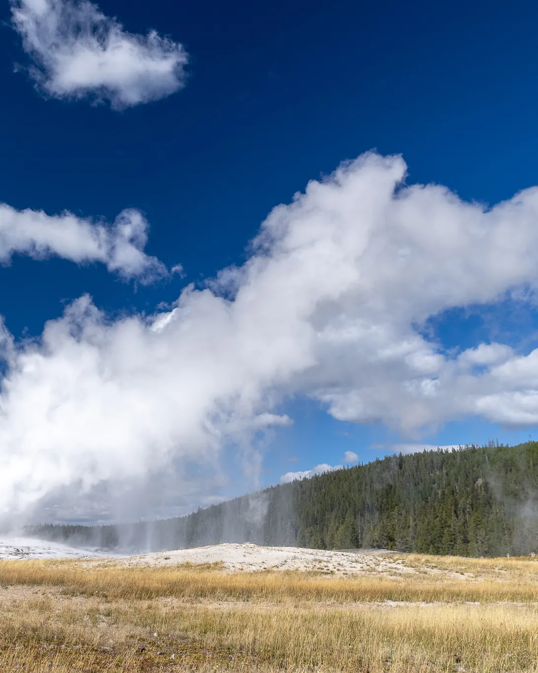 Old Faithful erupting in Yellowstone National Park